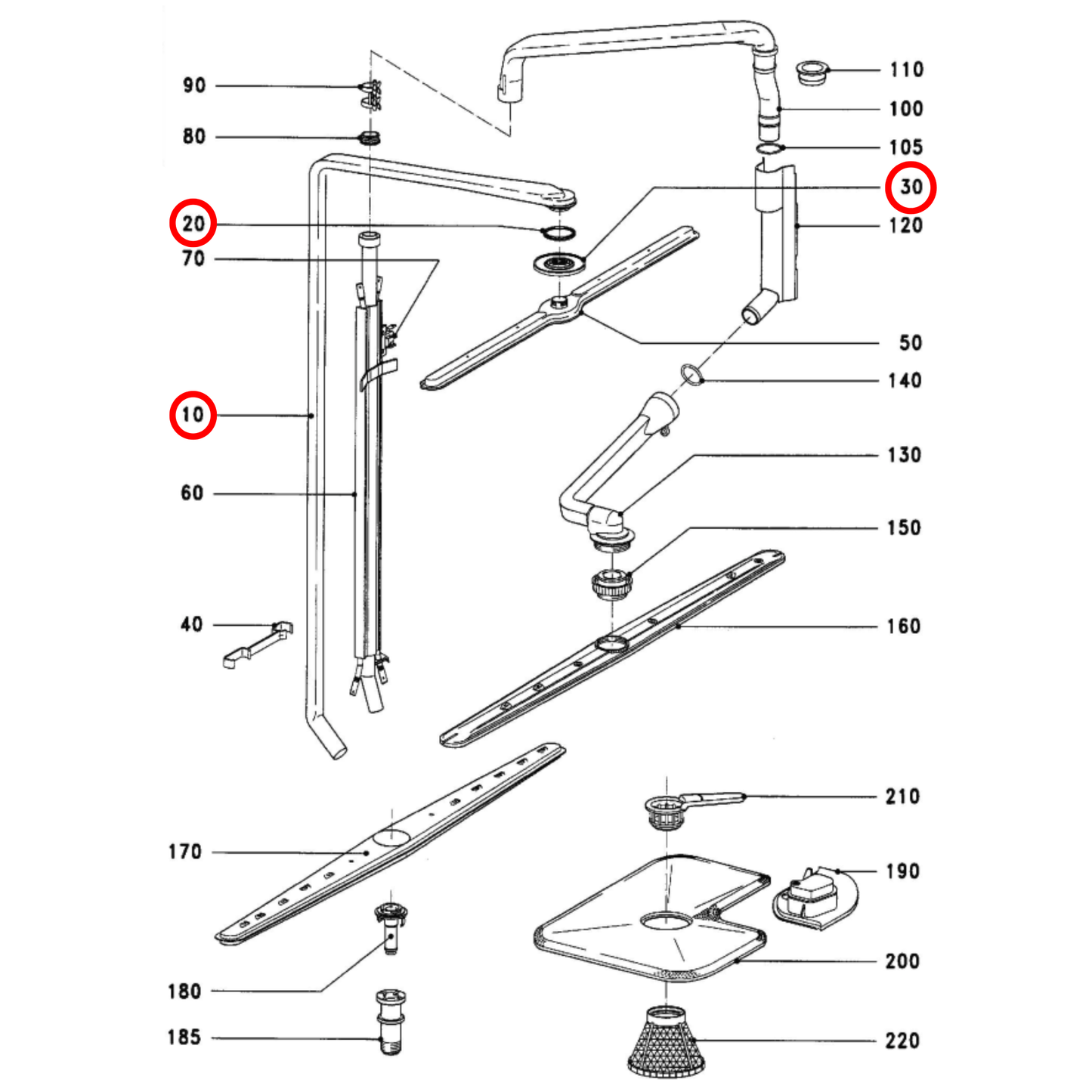 4882251 Miele Dishwasher Feed Pipe - 4882250