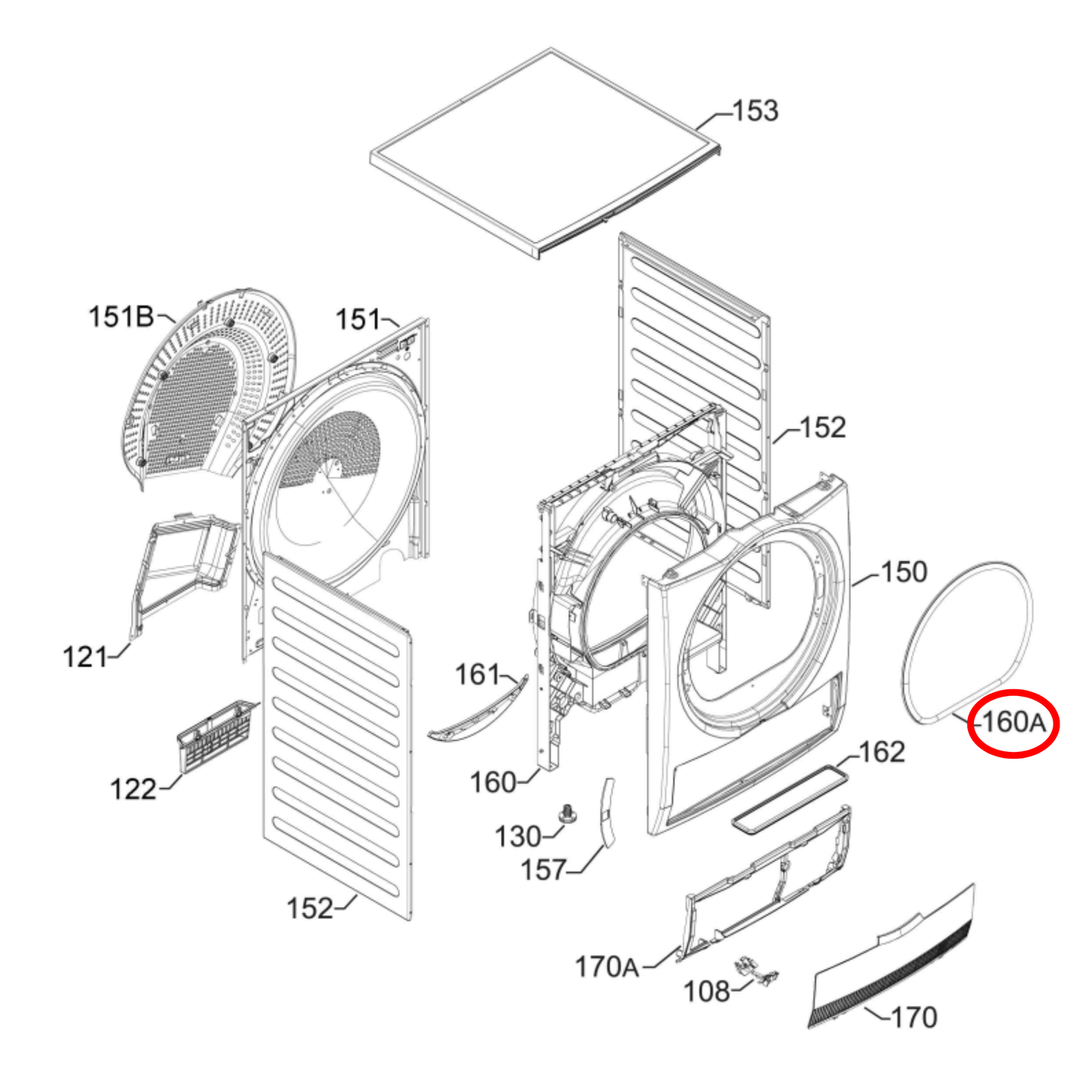140066097019 AEG, Electrolux Dryer Door Seal