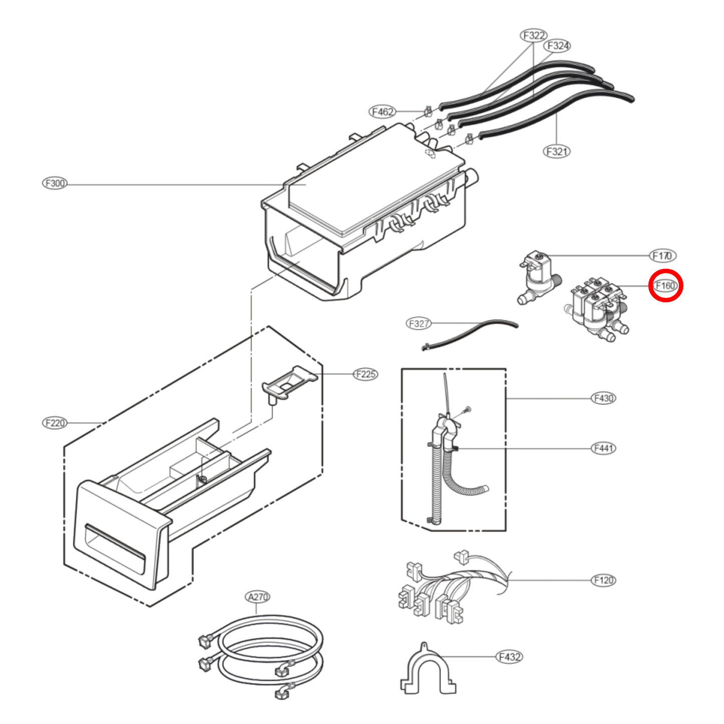 5220FR2009S LG Washing Machine 3 Way Inlet Valve