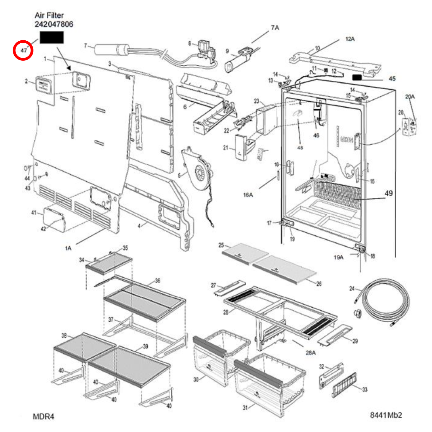 8582420478066 Electrolux, Westinghouse Fridge Air Filter - 242047806