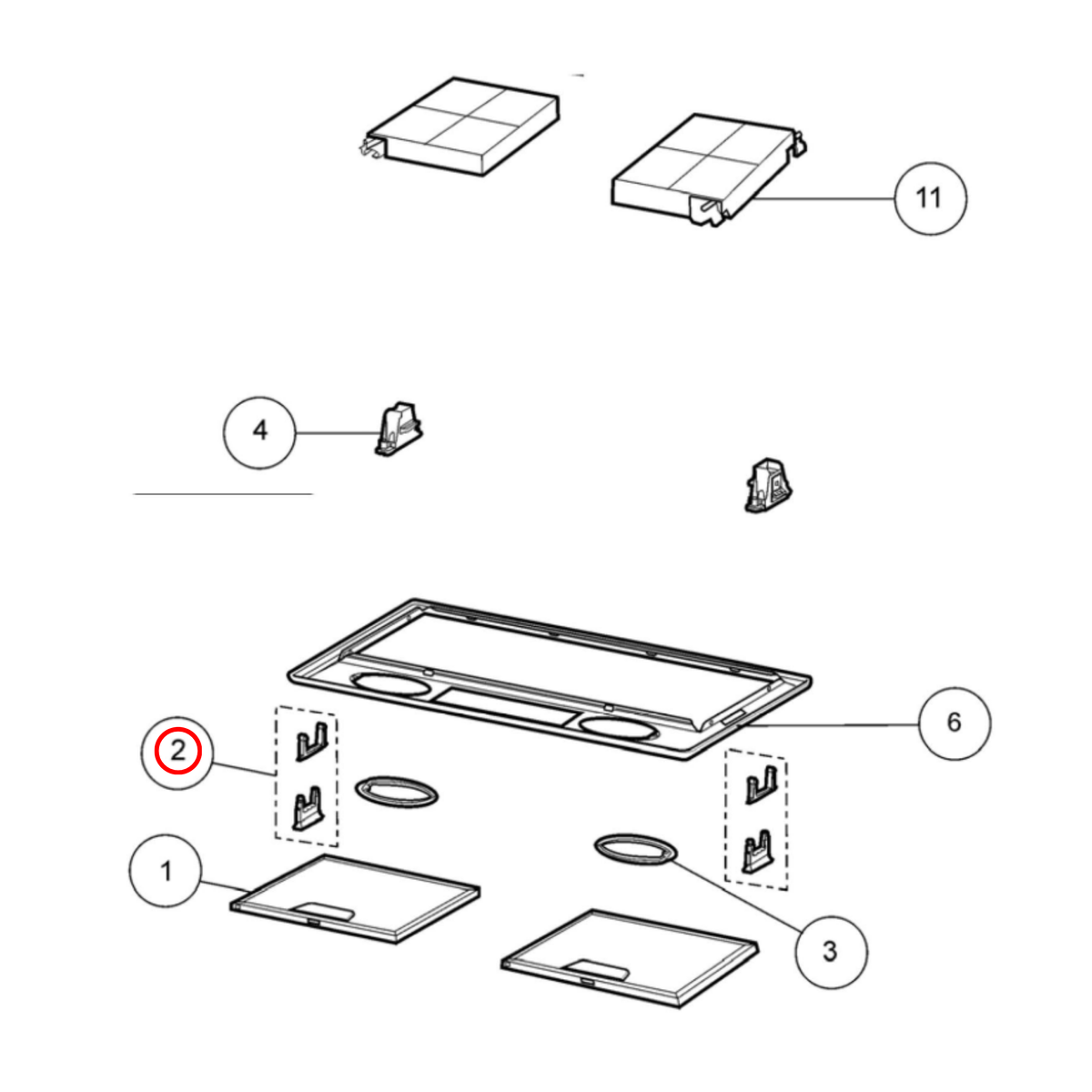 4055103826 Electrolux, Westinghouse Rangehood Filter Frame Clips