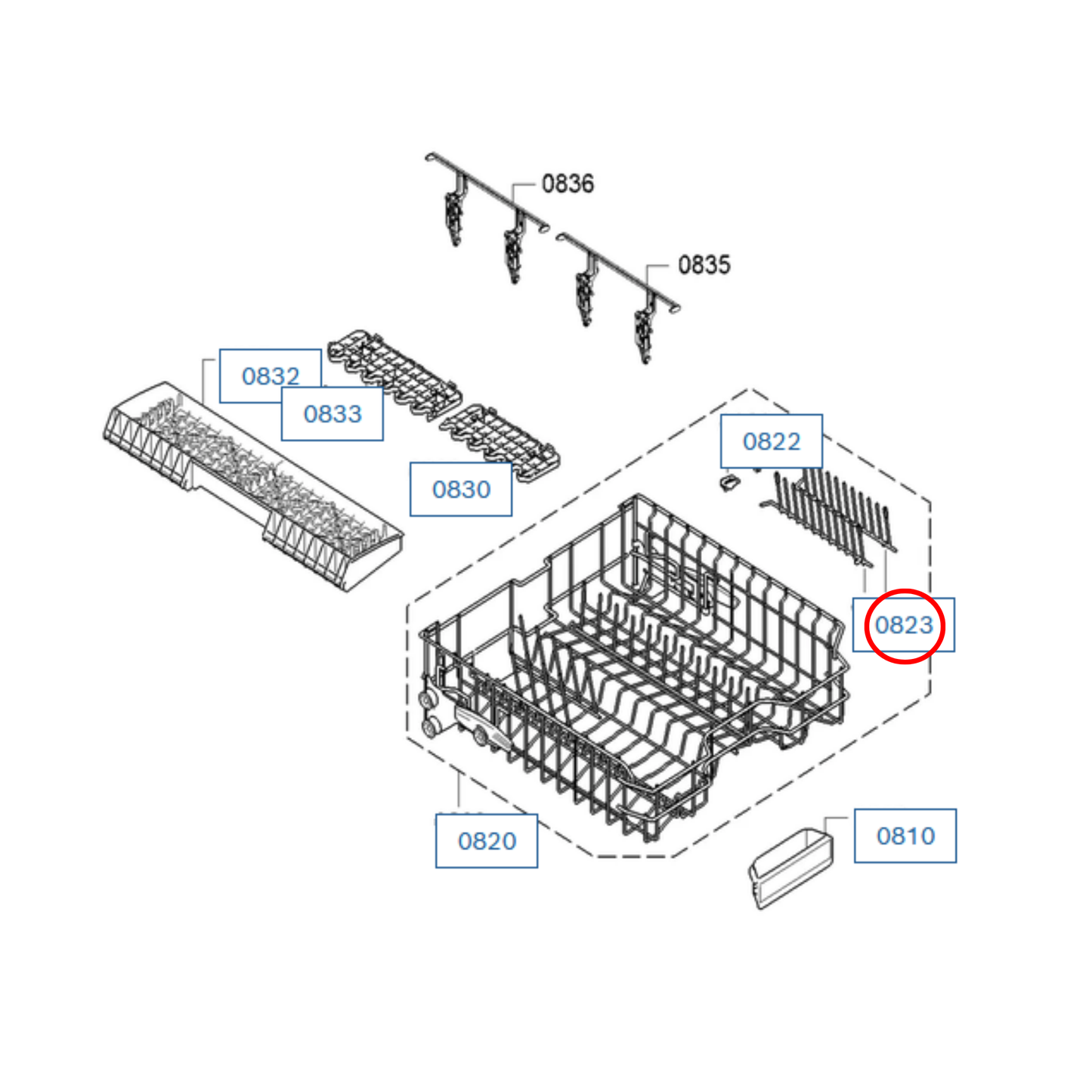 12024942 Bosch Dishwasher Upper Rack Crock Insert - 12024939