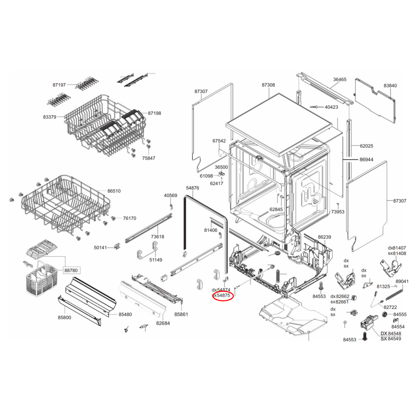 766330874 Smeg Dishwasher Door Seal Lower Left Hand Splashguard