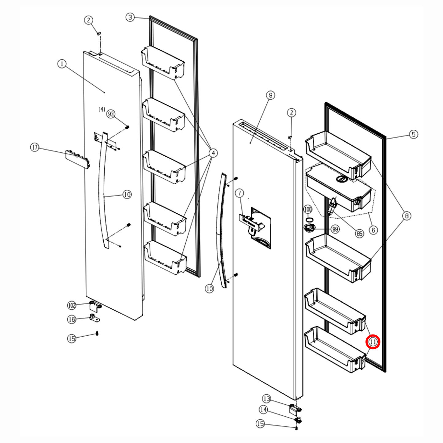 K1961375 Hisense Fridge Door Bottom Shelf