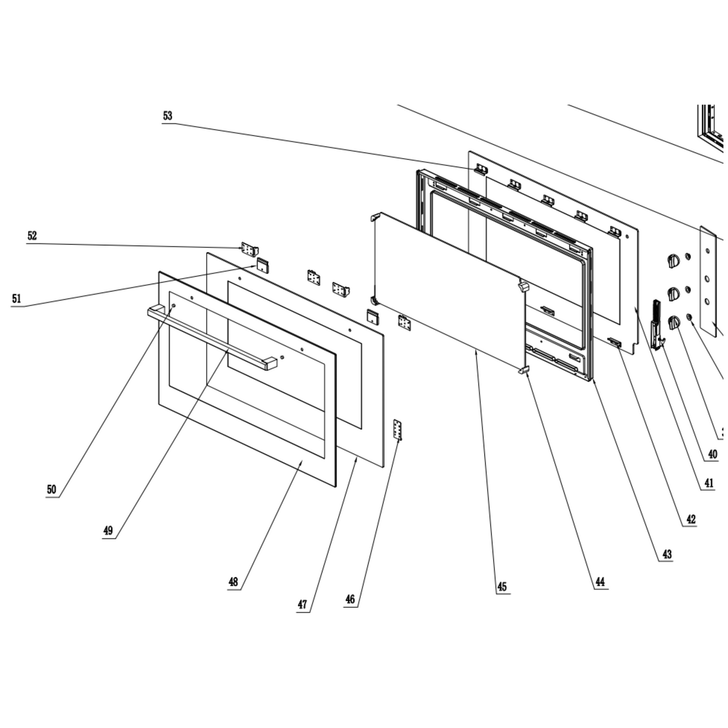 2030100555 Veneto Oven Door Complete Assembly - 3313100005