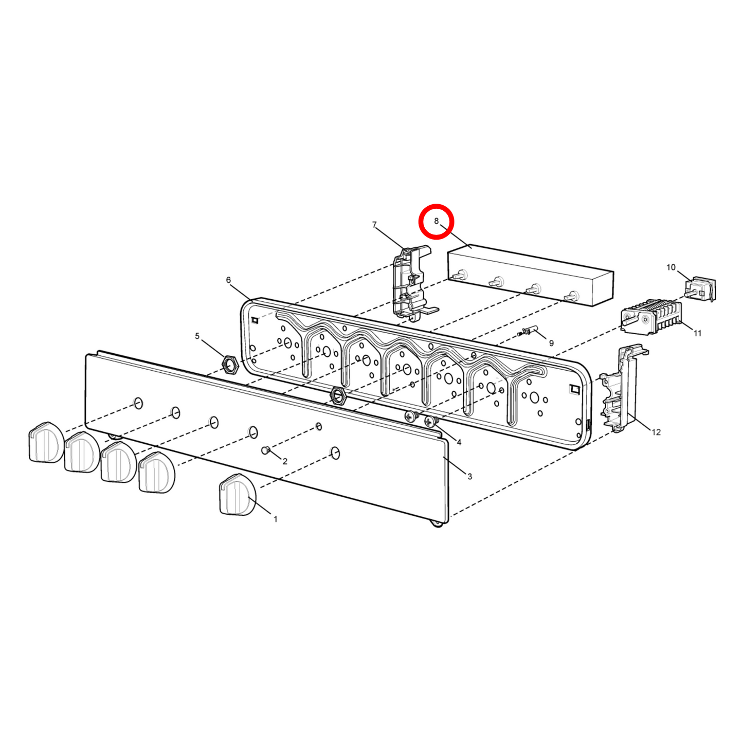 4055541637 Chef, Electrolux, Westinghouse Cooktop Control Switch - 0534001707