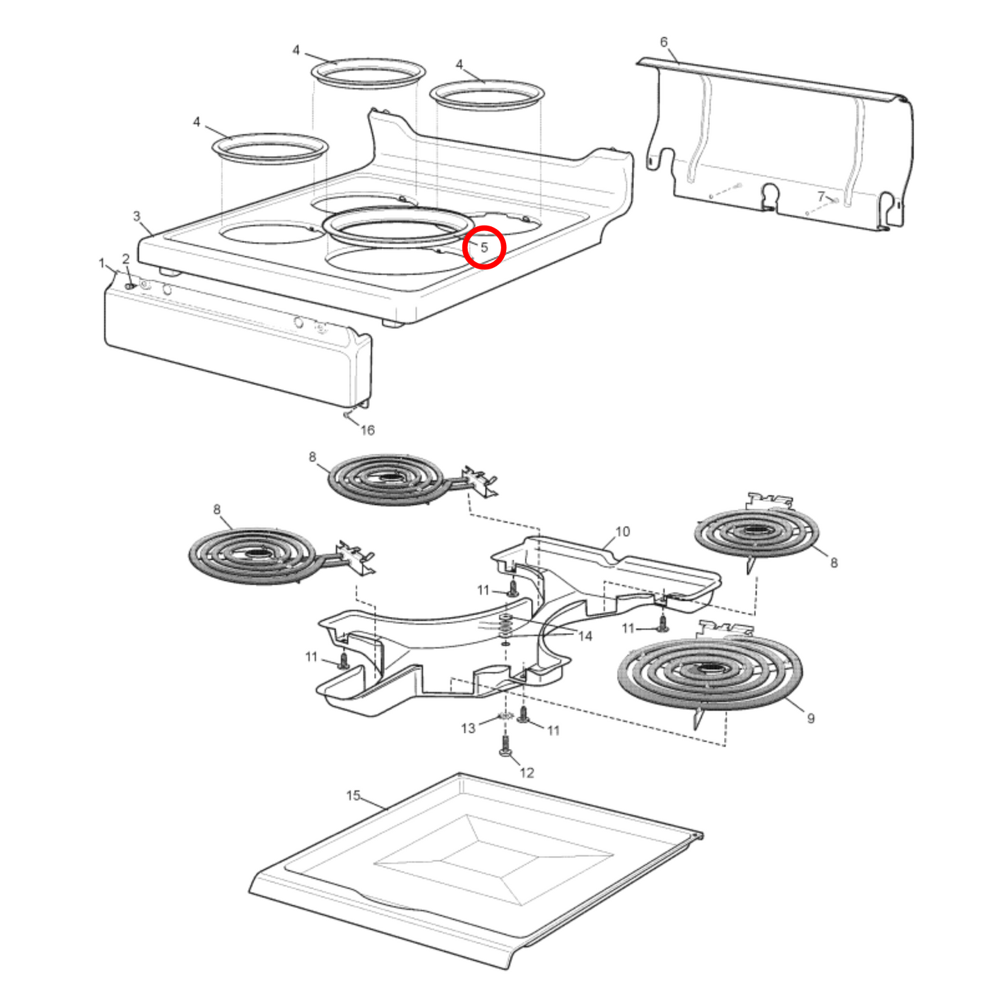 4055561361 Chef, Simpson, Westinghouse Cooktop Trim Large 200MM - 0545002976, 0545002481