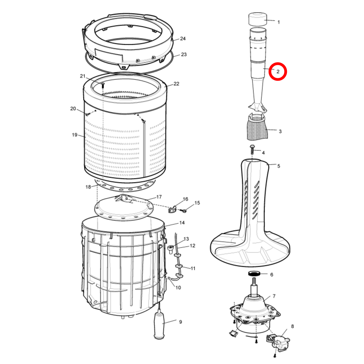 4055726212 Simpson Top Load Washing Machine Filter Frame No Cup - 0081204001, 0081205006
