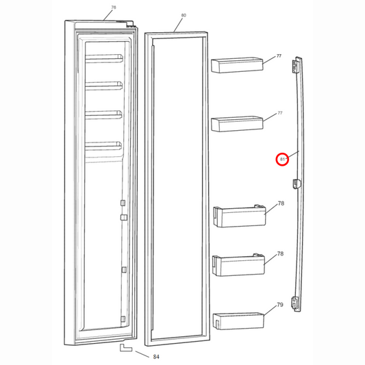 4055893012 Westinghouse Fridge Door Handle Assembly - 890143752