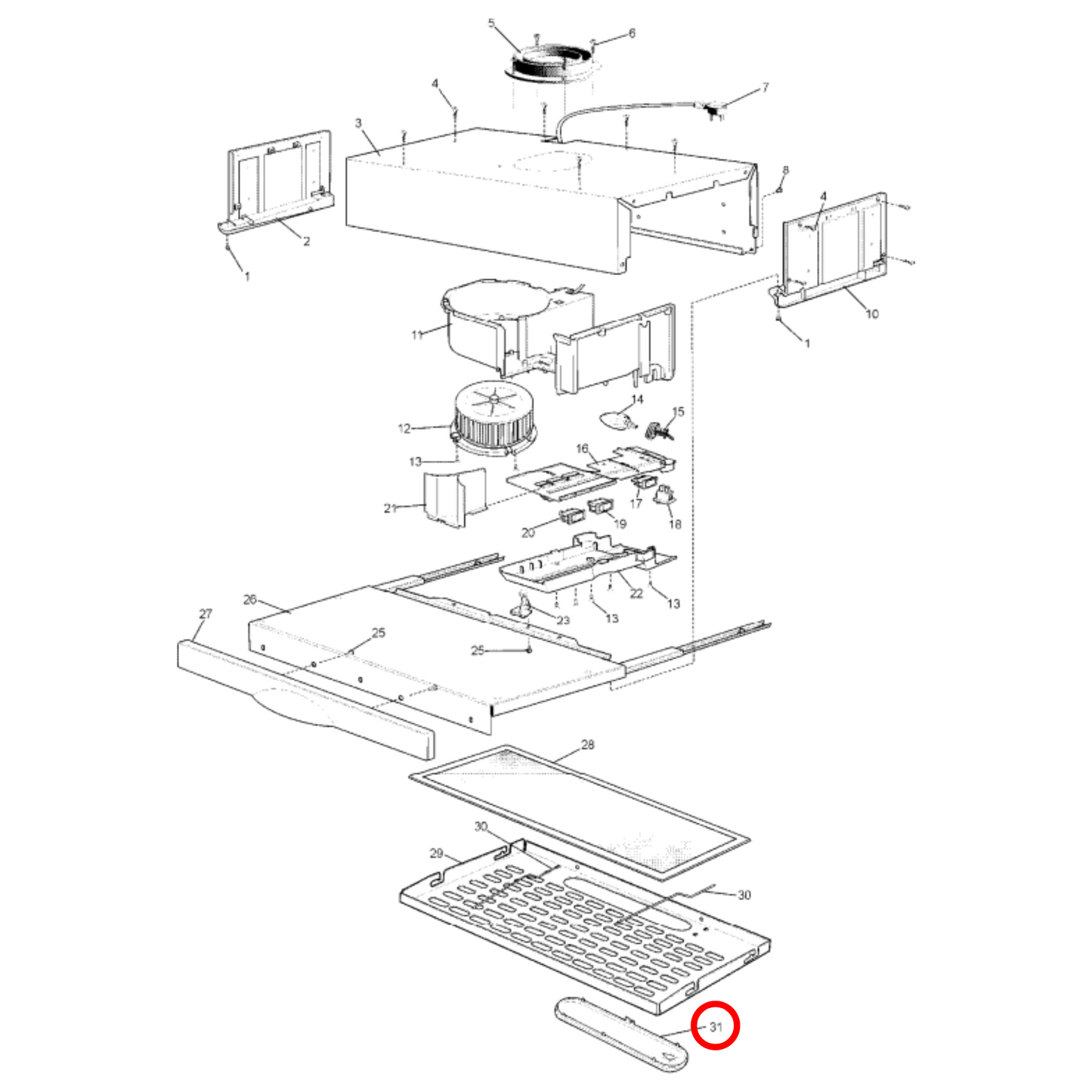 4055919940 Chef, Westinghouse Rangehood Light Diffuser Cover (Oval 40W) - 0600001017