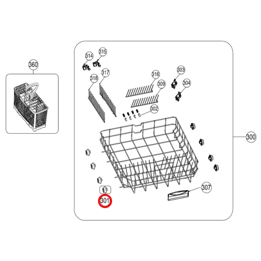 4055761607 Westinghouse Dishwasher Lower Basket Wheel - 42052035