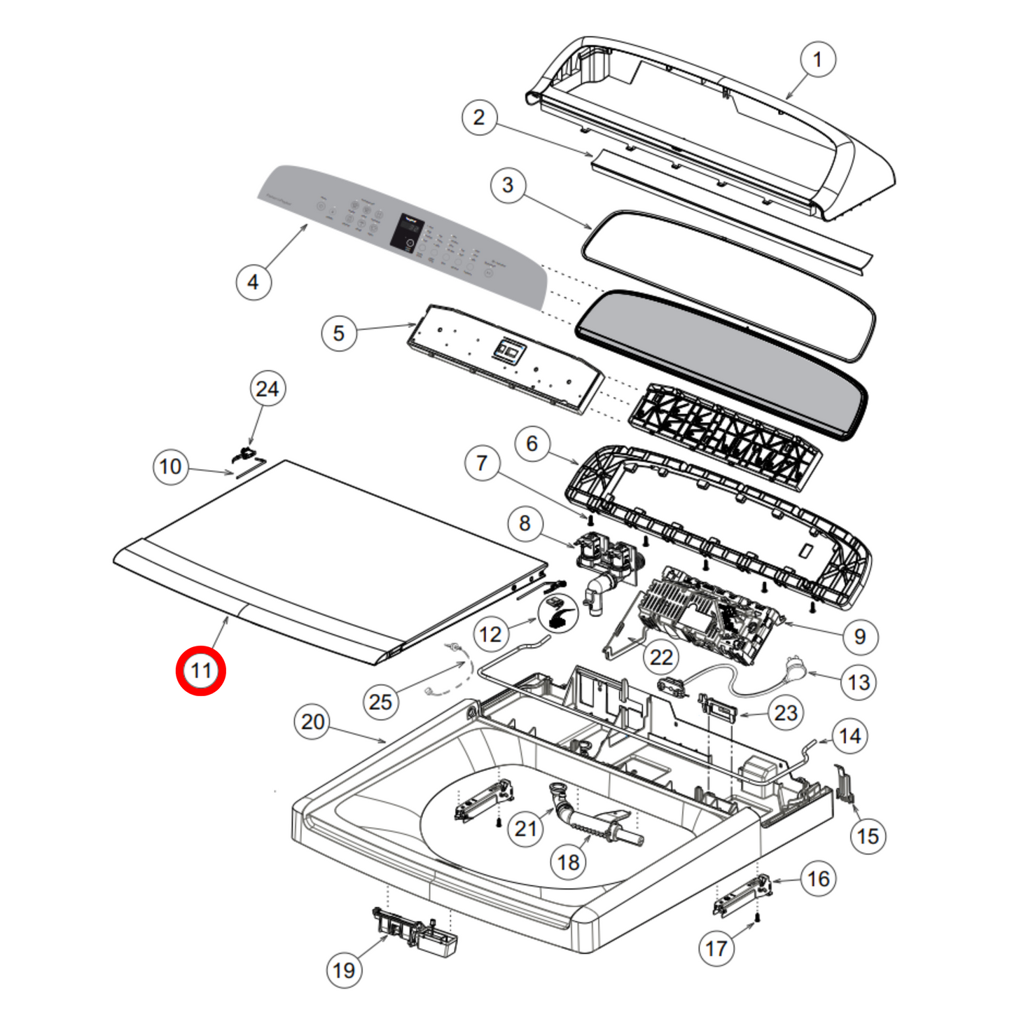 421724P Fisher & Paykel Washing Machine Lid Assembly Steel 68 PKD