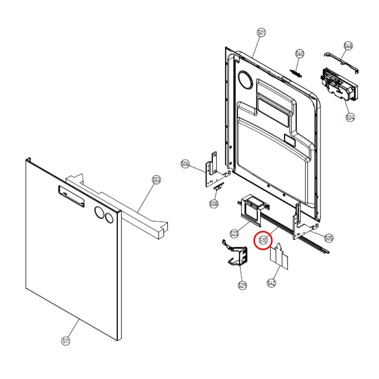 426743 Asko Dishwasher Door Seal - 200576, 452467