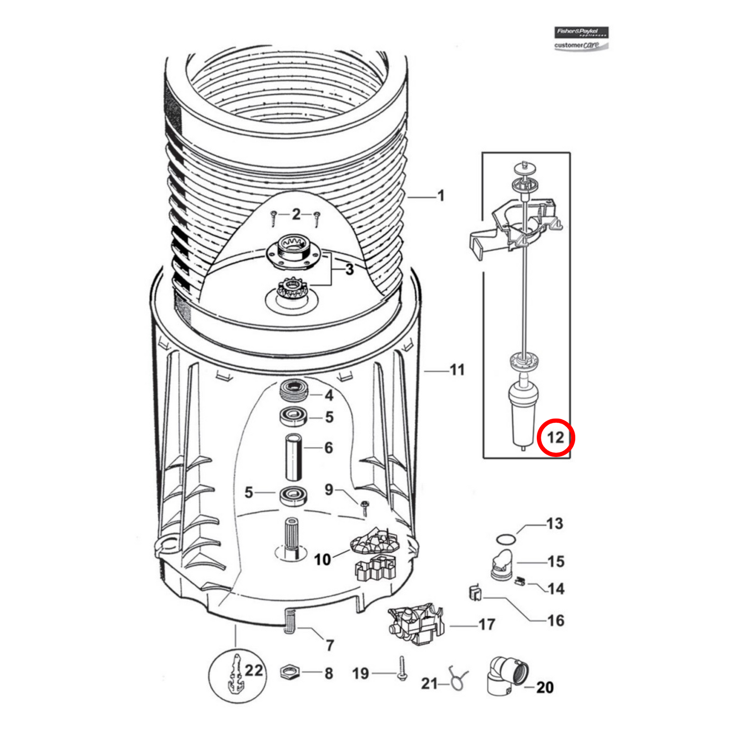 429376P Fisher & Paykel Washing Machine Suspension Rods Kit