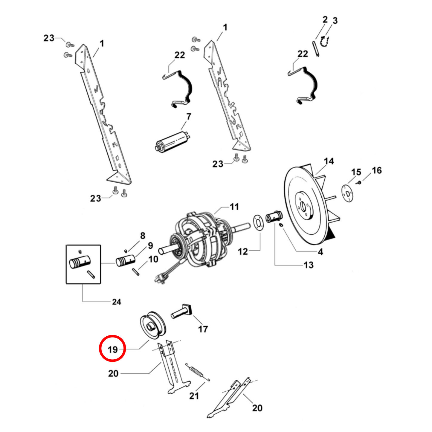 460547P Fisher & Paykel Dryer Pulley Jockey & Pin Kit