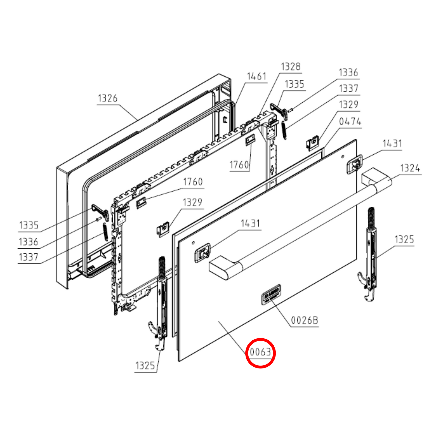 472208 Asko Oven Whole Door Assembly