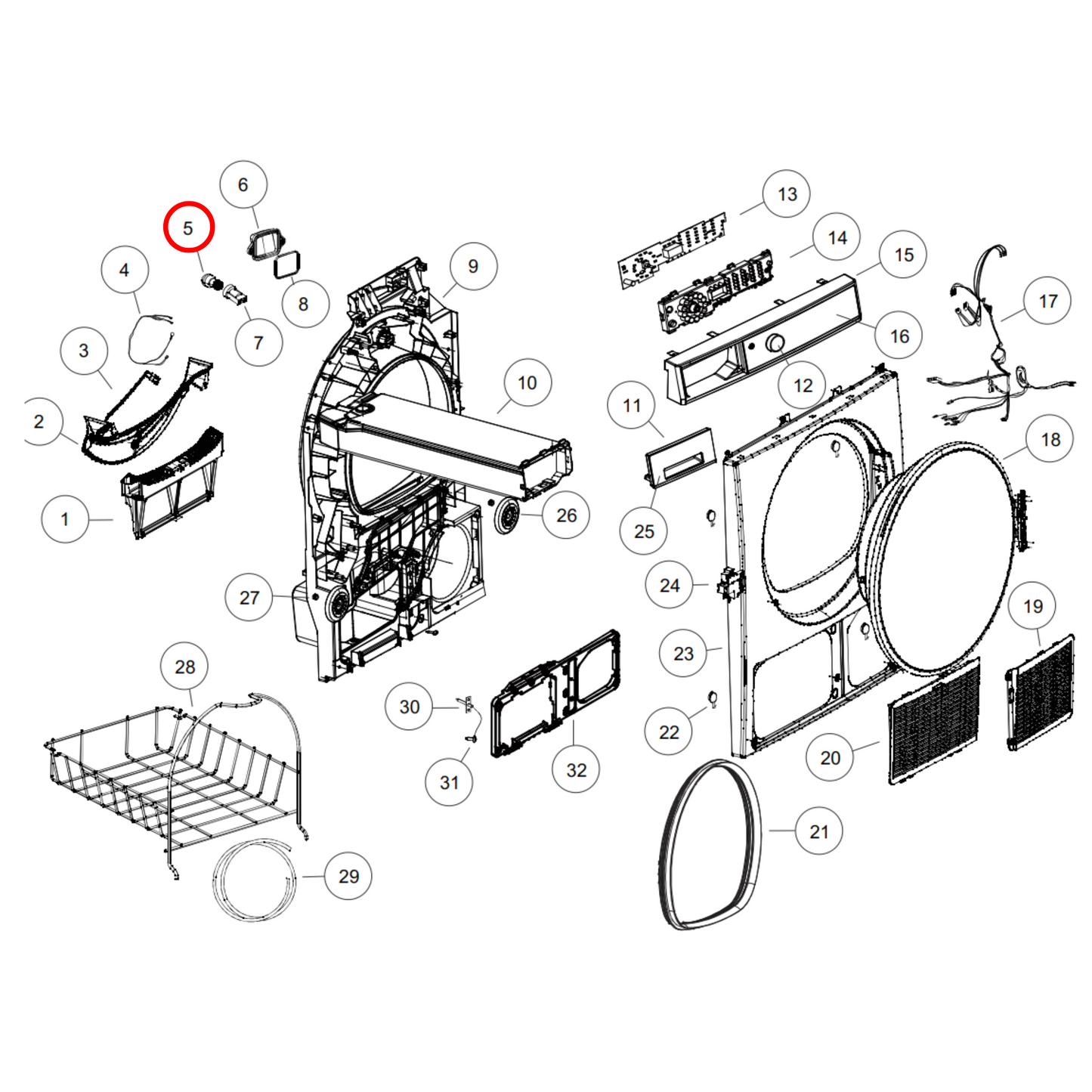 479846P Fisher & Paykel Dryer Lamp LED & Cover - H0184000018KIT