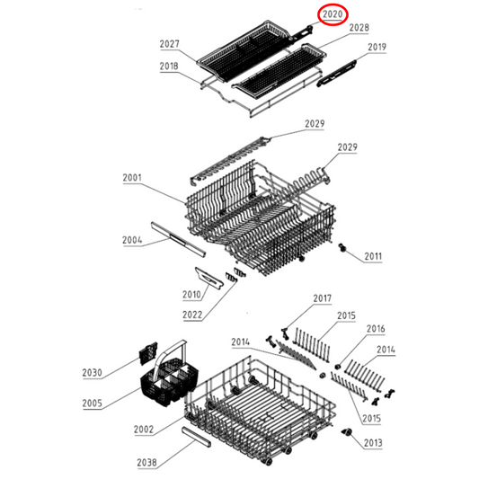 488392 Asko Dishwasher Upper Basket Adjustment Unit Left Hand Assembly