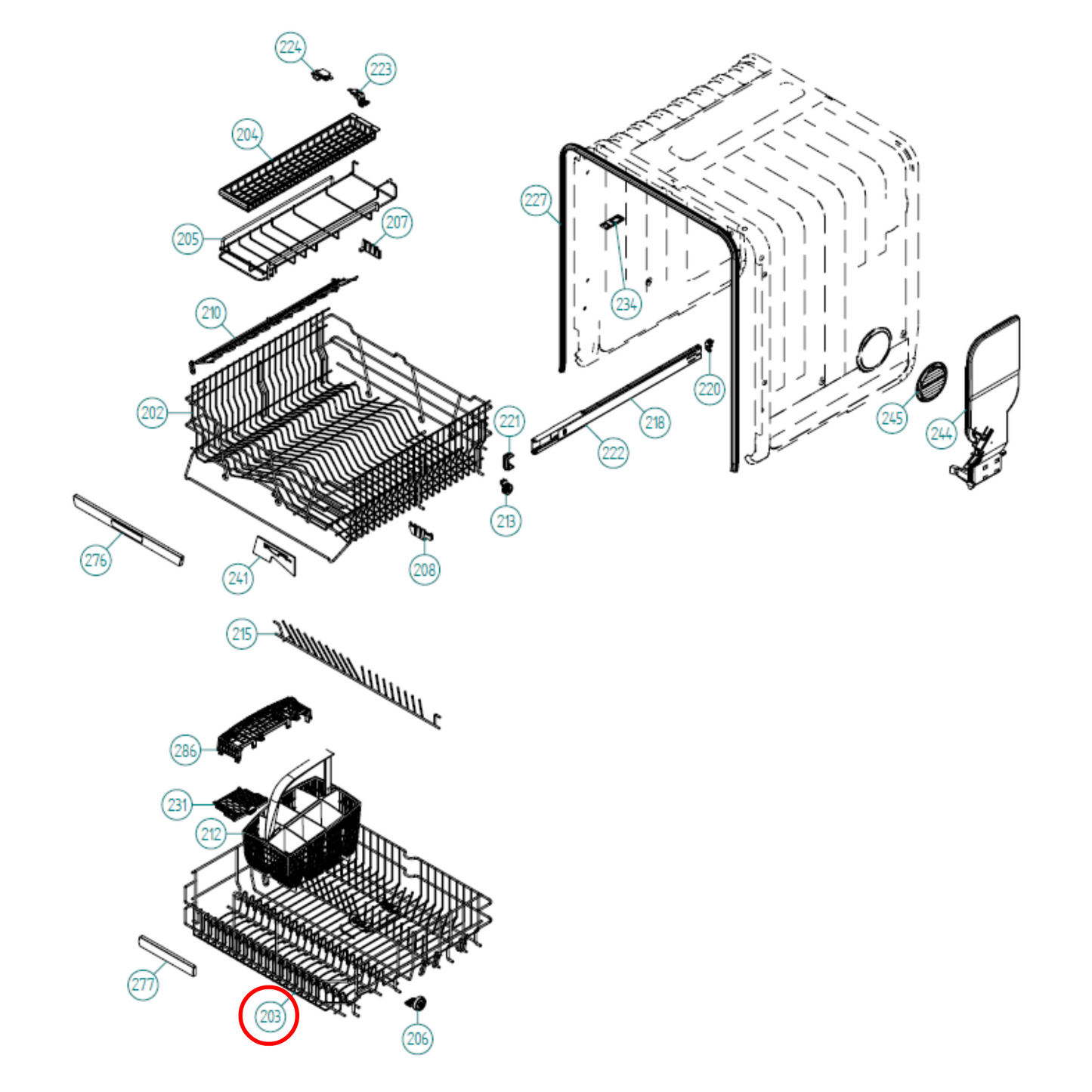 489454 Asko Dishwasher Lower Basket