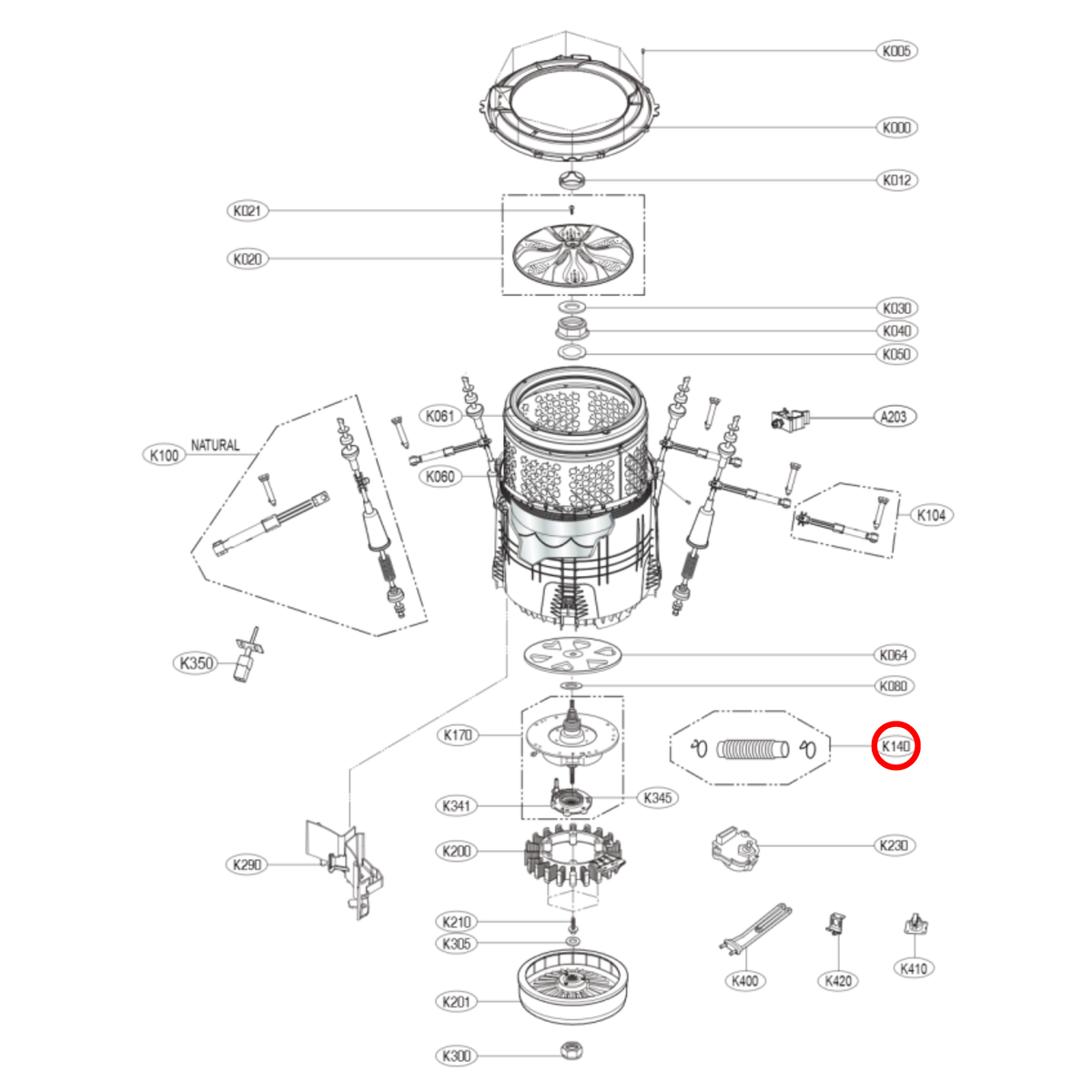 AEM73213001 LG Top Load Washing Machine Tub To Pump Hose