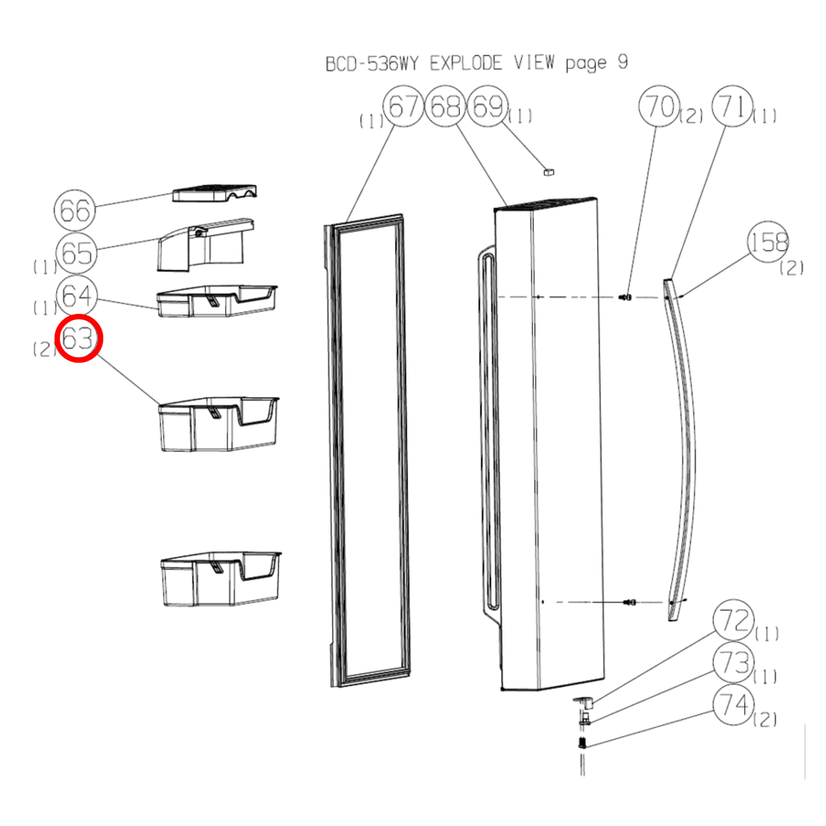 K1539087 Hisense Fridge Door Lower Shelf - K2001073