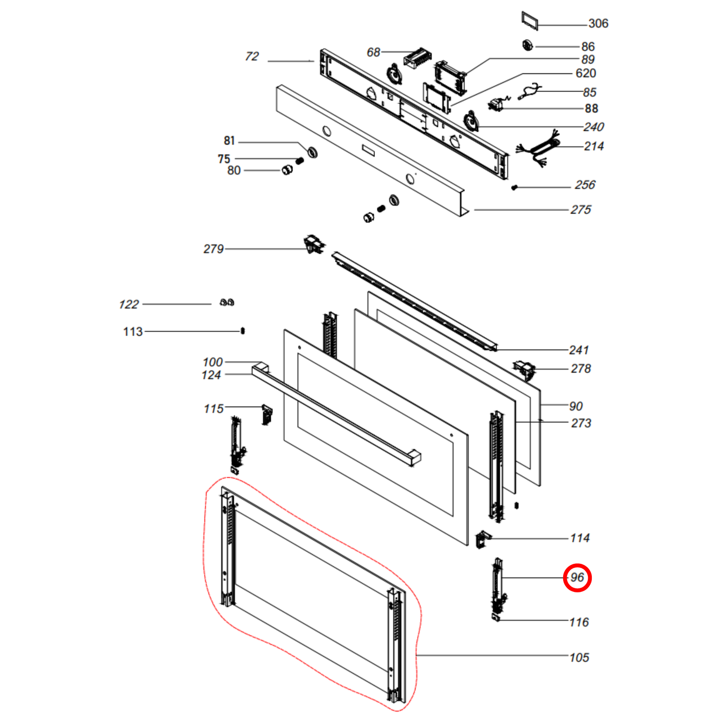 H2530120026 Inalto, Omega Oven Door Hinge
