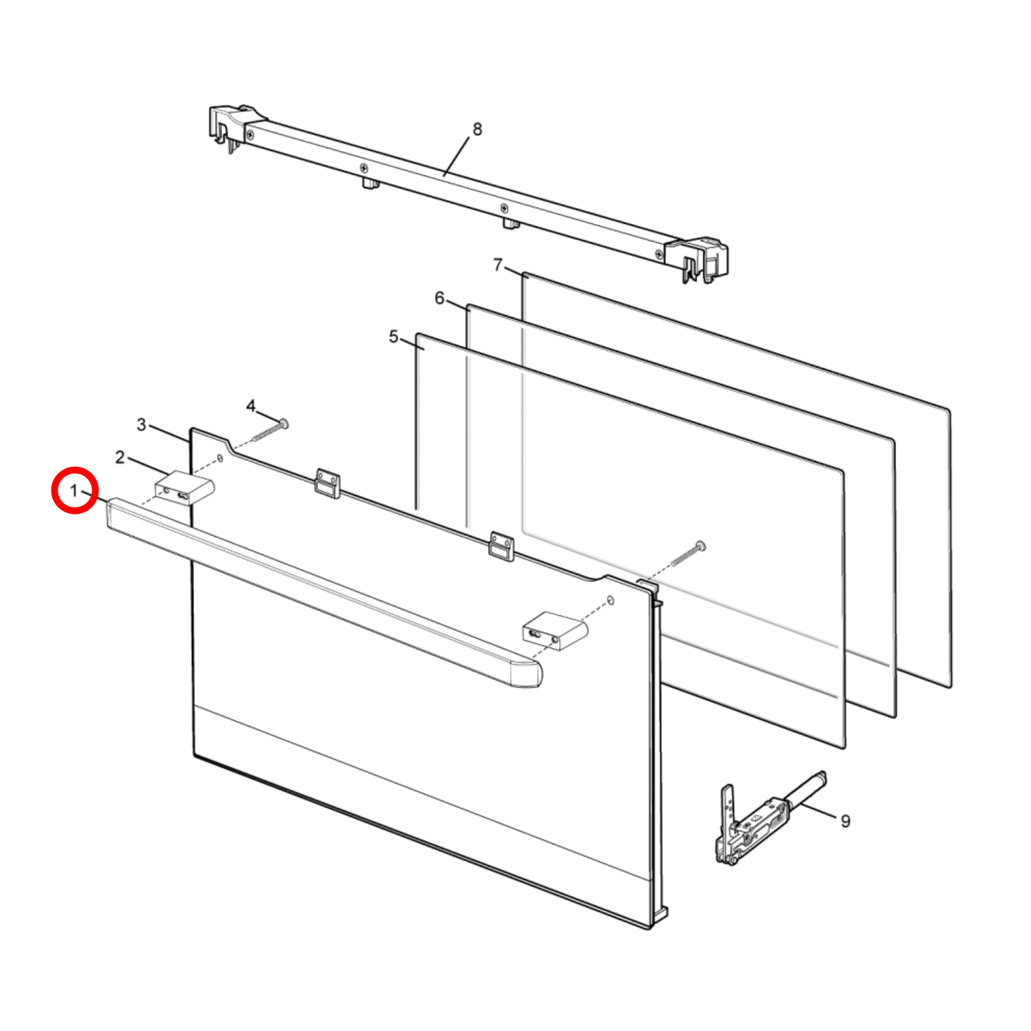 140173324017 Electrolux, Westinghouse Oven Bi Pyrolytic Outer Door Glass - A03847201, A17332401