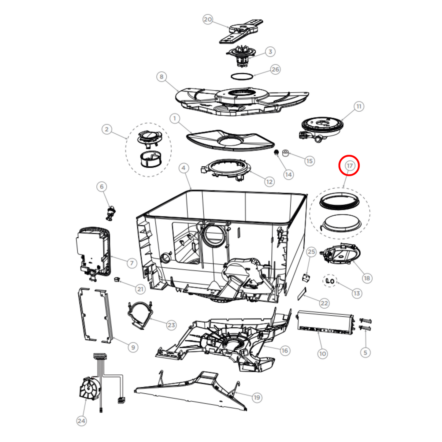 510923 Fisher & Paykel Dishwasher Heating Element & Seal - 514230