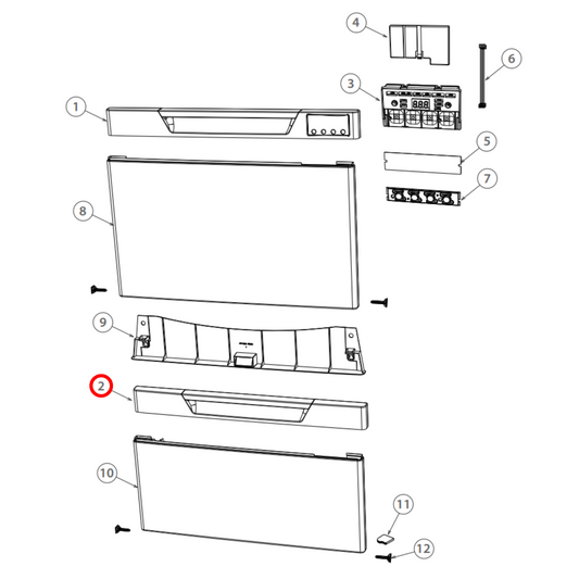 512478P Fisher & Paykel Dishwasher Bottom Door Handle Kit Silver - 524960P