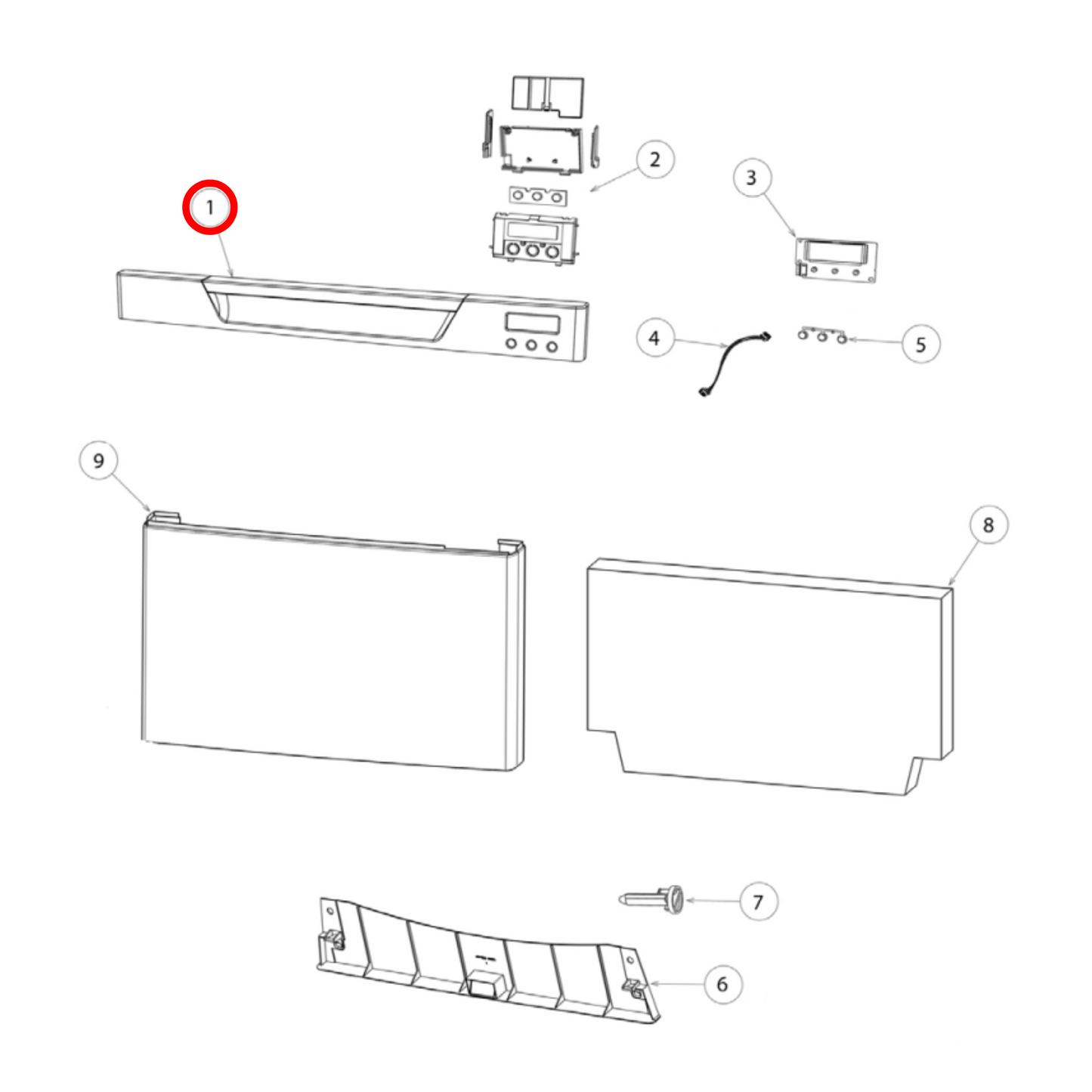 512485P Fisher & Paykel Dishwasher Handle Kit White Single - 522897