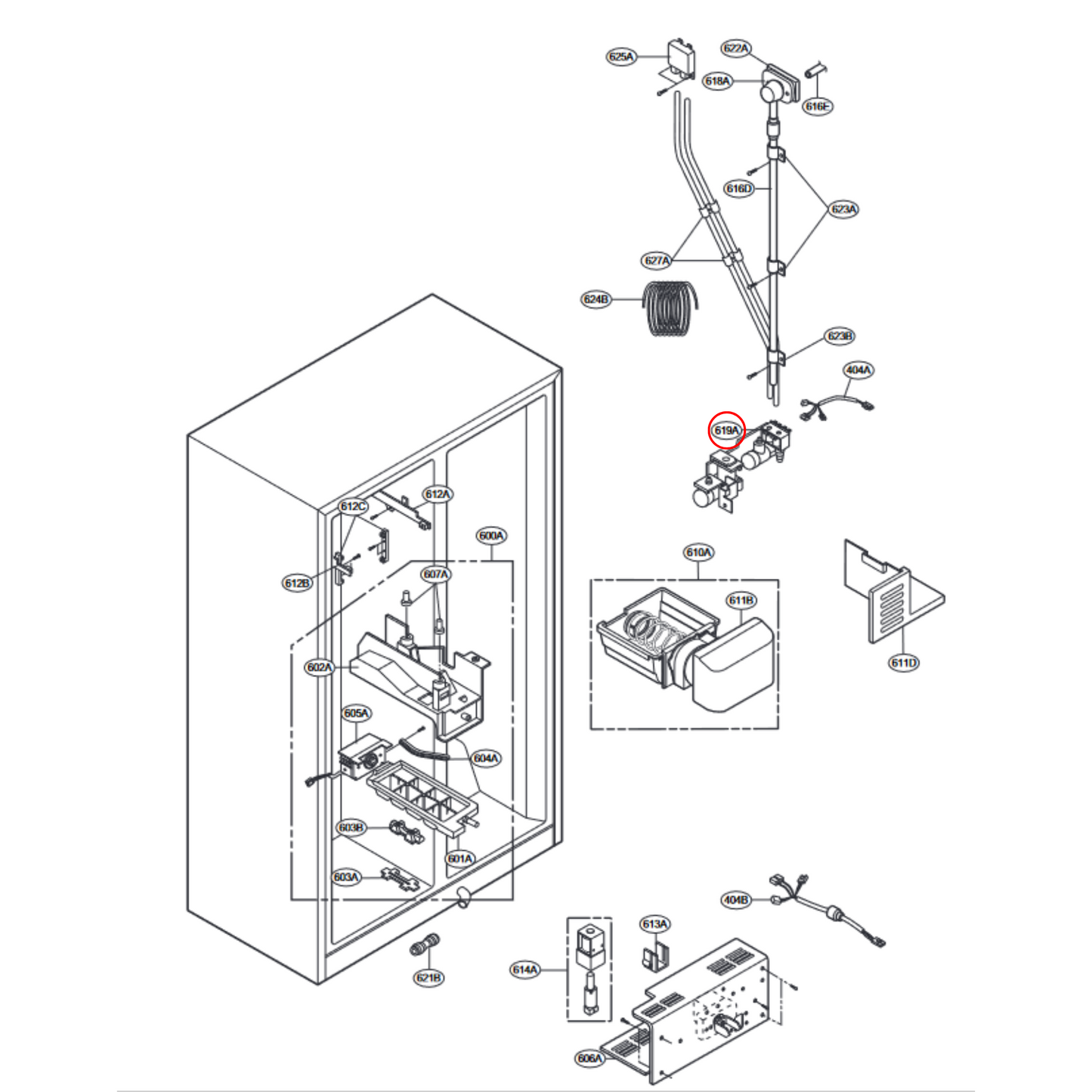 5221JA2006A LG Fridge 3 Way Water Inlet Valve