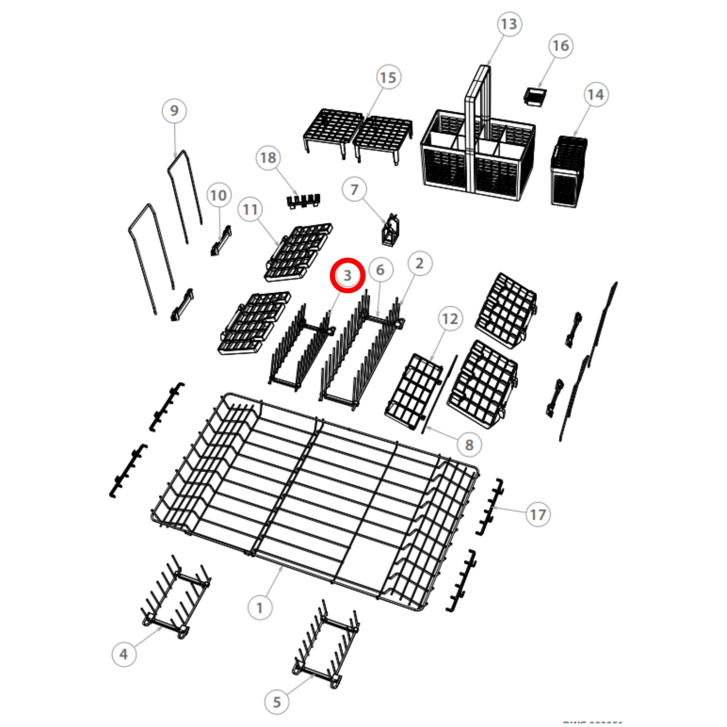 523591 Fisher & Paykel Dishwasher Crock Insert Left Back - 523153