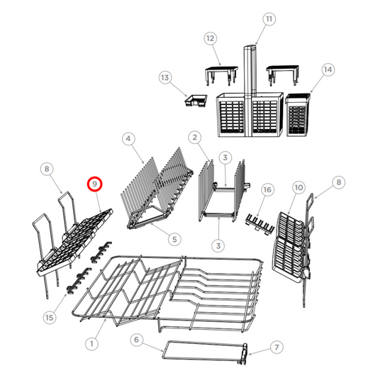 524179 Fisher & Paykel Dishwasher Cup Rack LH DD60 100MM