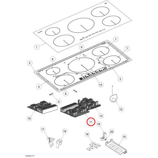 533518 Fisher & Paykel Cooktop PCB Board 3.7KW 75.96470.439