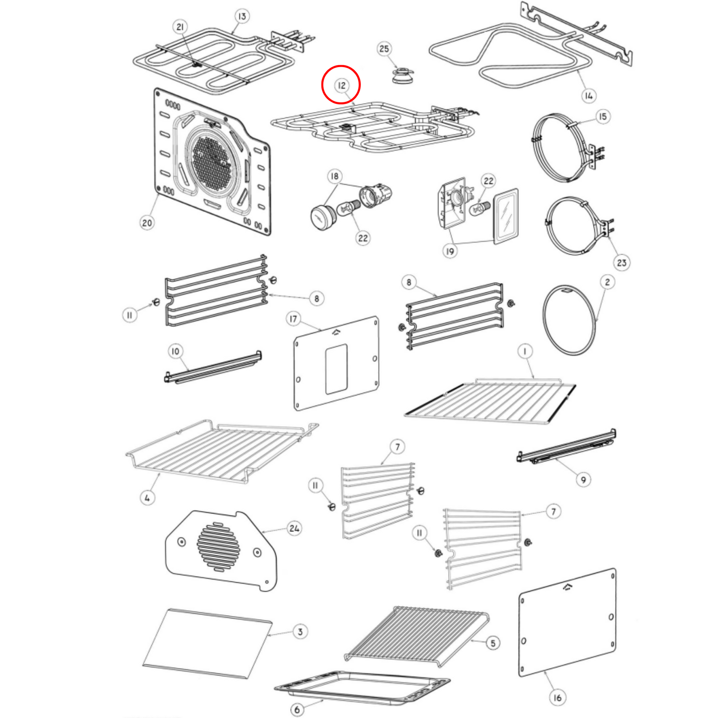 544326P Fisher & Paykel Oven Top Grill Heating Element Top Hinge