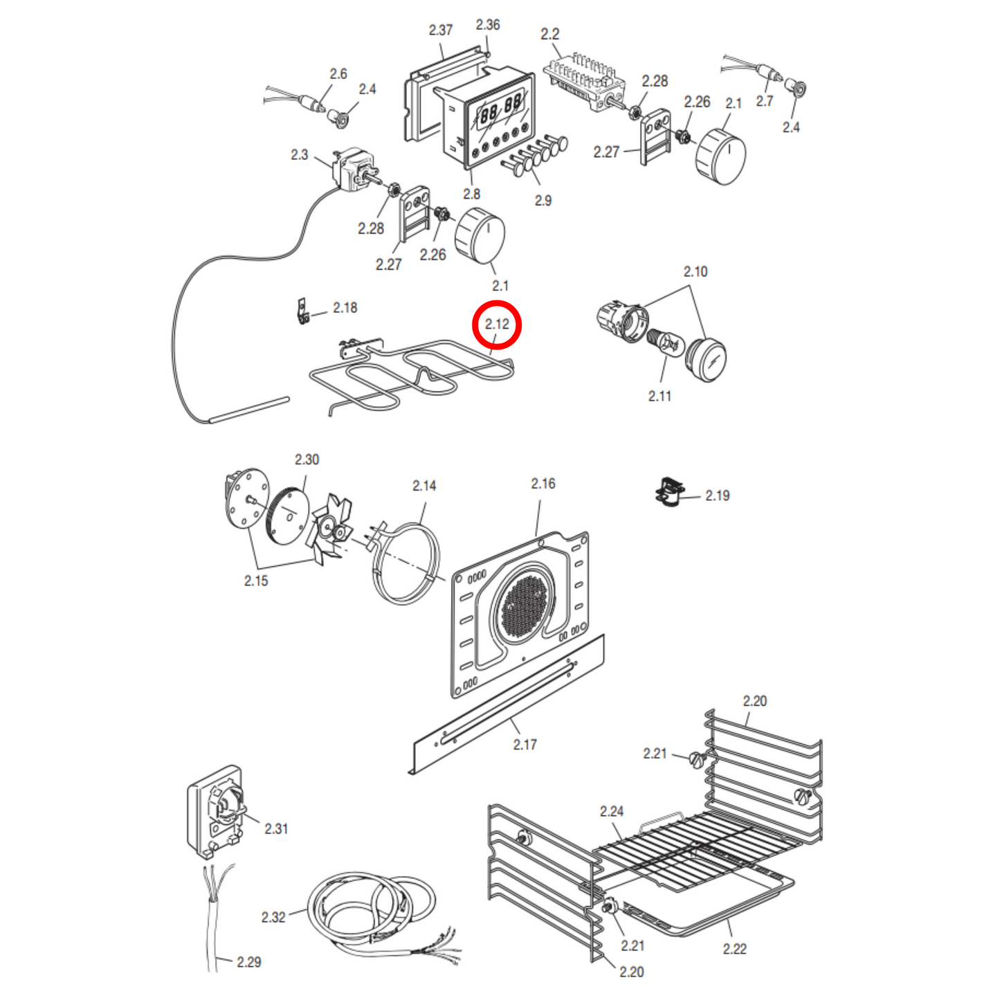 544408 Delonghi, Fisher & Paykel, Haier Oven Grill Heating Element
