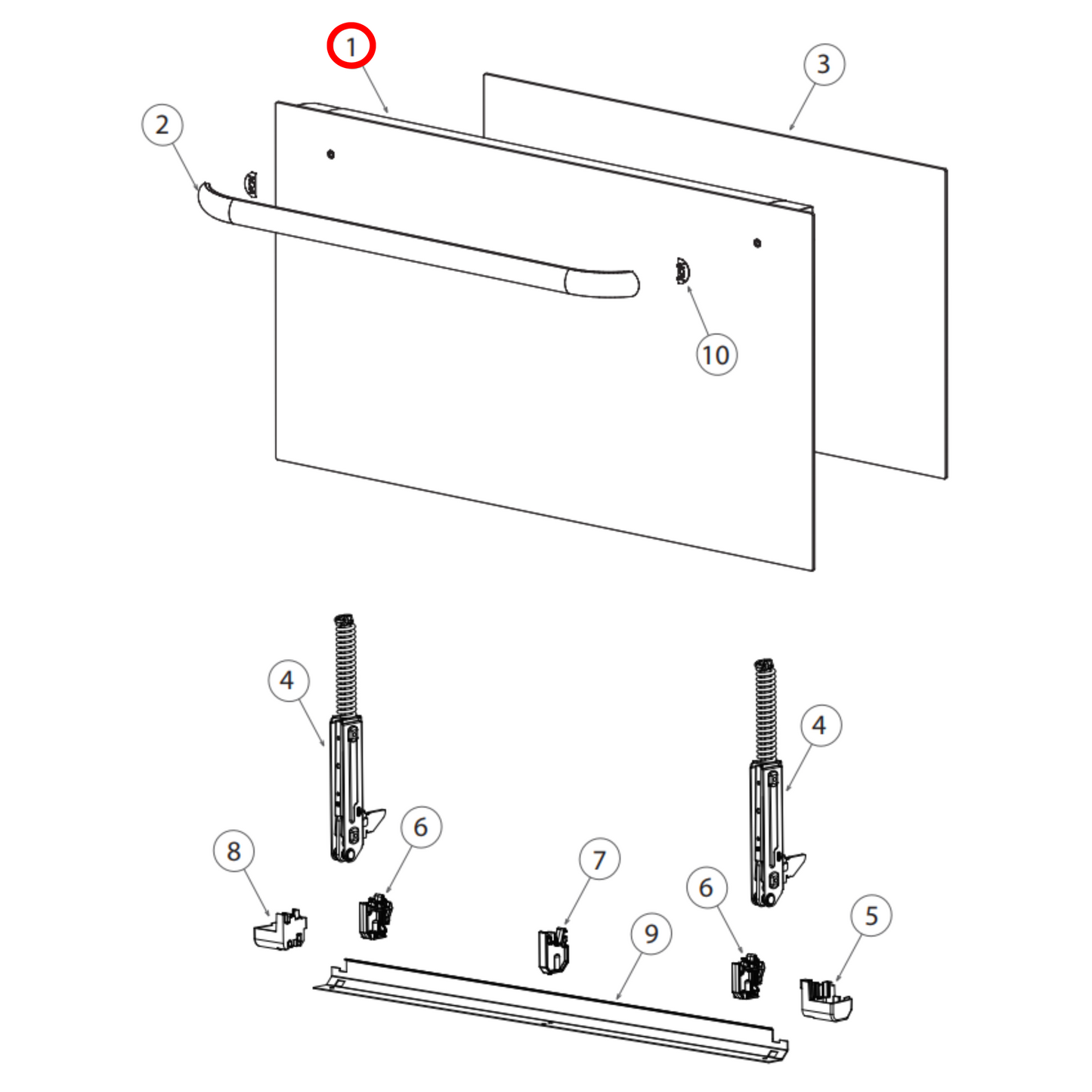 544436P Fisher & Paykel Oven Door Panel Assembly