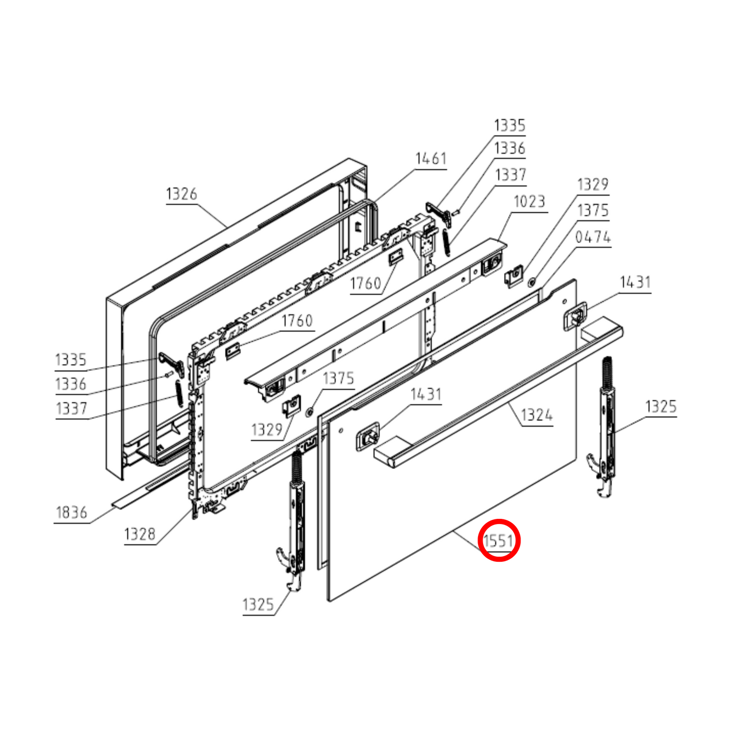 561221 Asko, Gorenje Oven Door Outer Glass