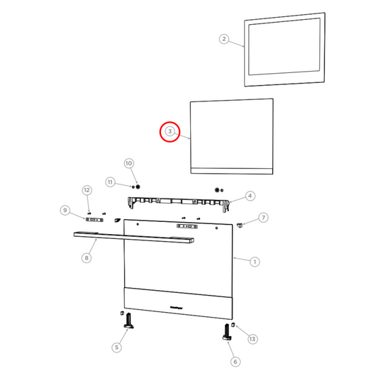 561310P Fisher & Paykel Oven Middle Door Glass FG-OB60C