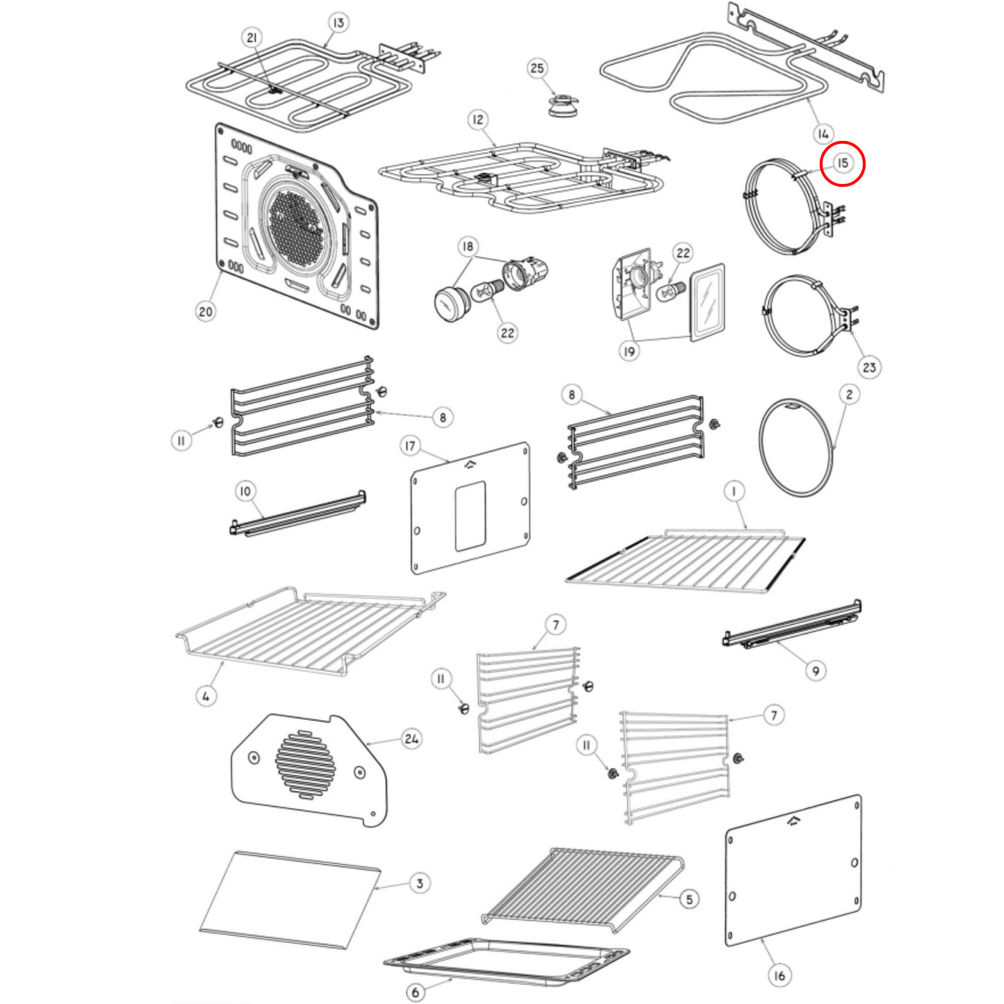 574068 Fisher & Paykel Oven Fan Forced Heating Element 2100W