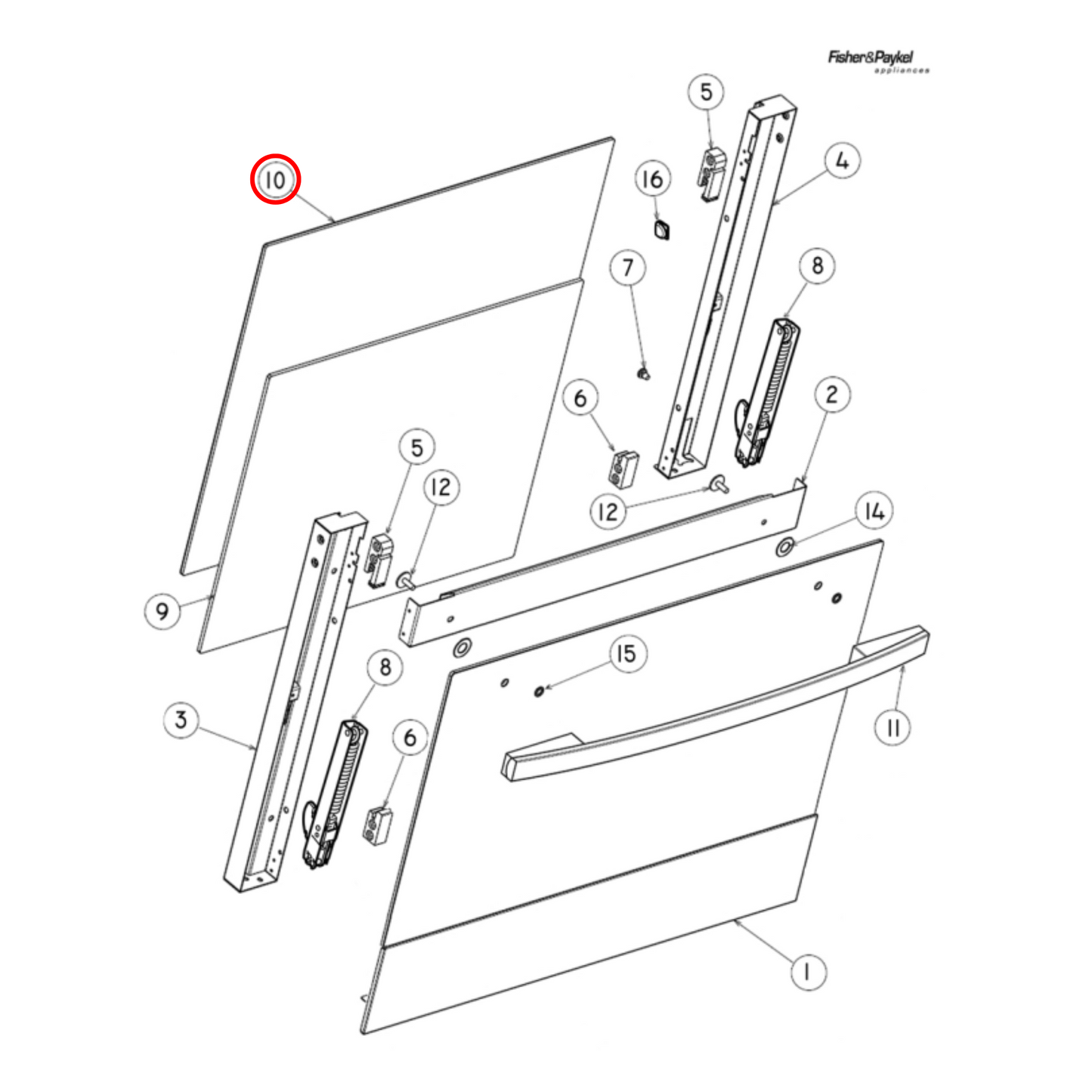 574227P Fisher & Paykel Oven Inner Door Glass