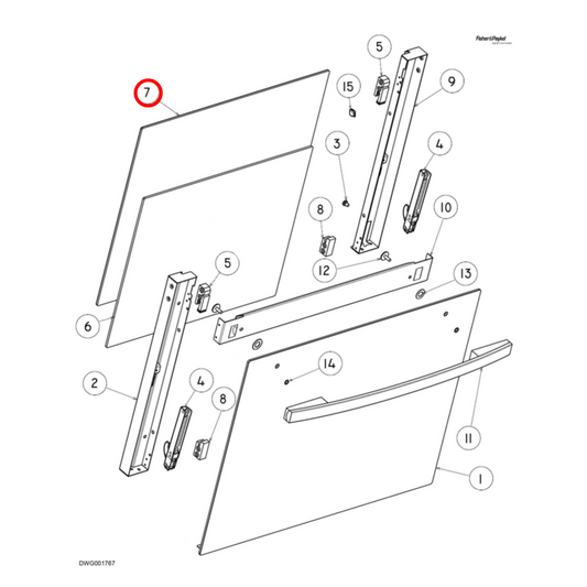 574366P Fisher & Paykel Oven Inner Door Glass