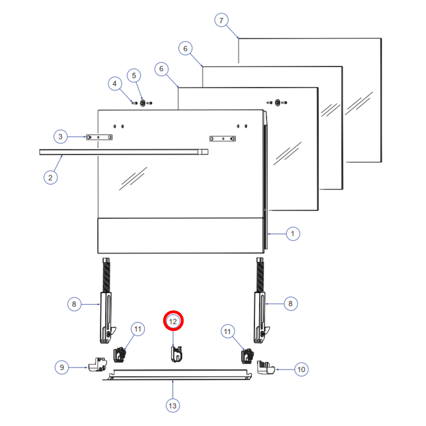 574828 Fisher & Paykel Oven Door Glass Support