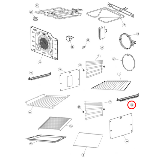 577354 Fisher & Paykel Oven Runner Telescopic Right Side Q3