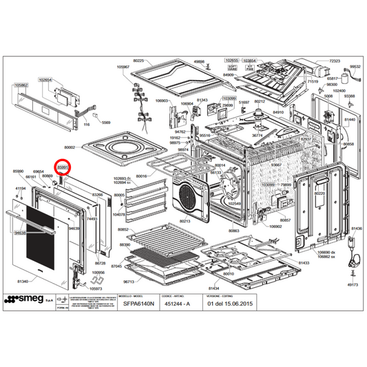 692532593 Smeg Oven Door Inner Glass