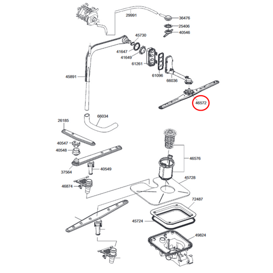 694570055 Kleenmaid, Omega, Smeg Dishwasher Upper Spray Arm - 694570111