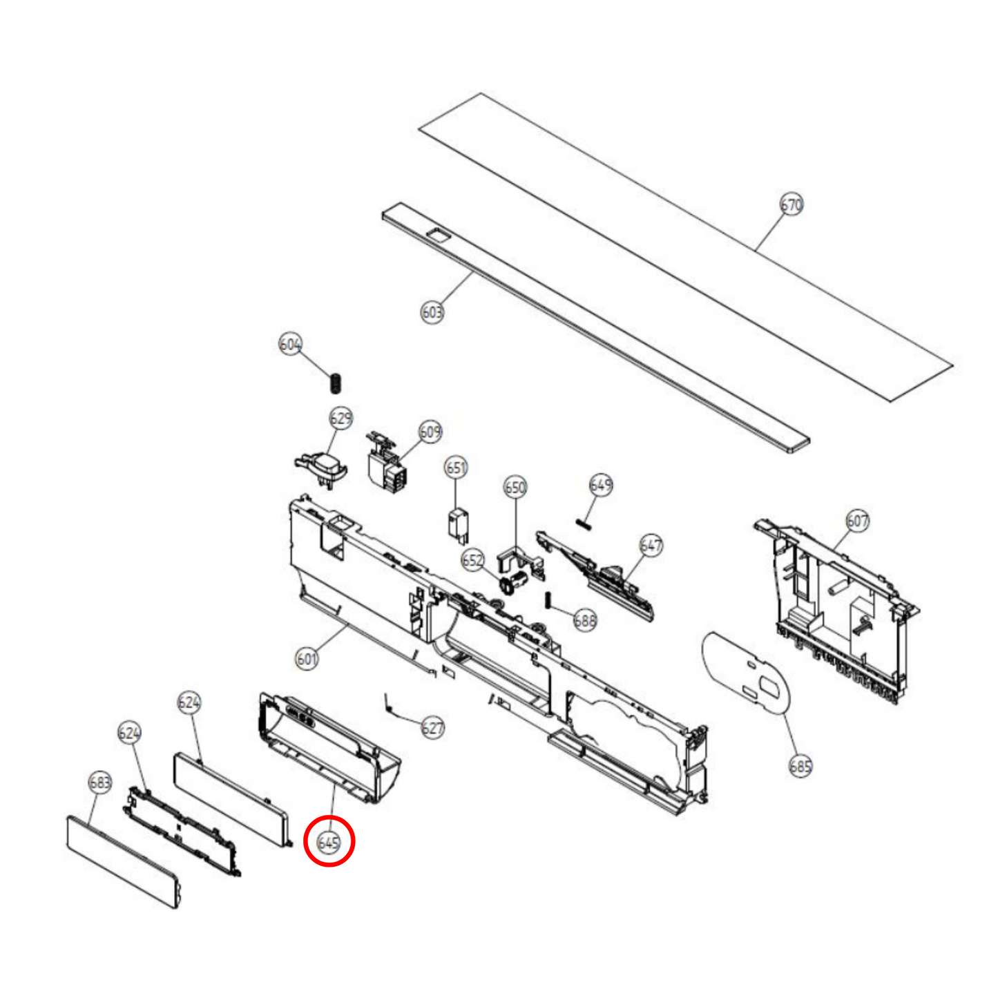 700208 Asko Dishwasher Door Handle