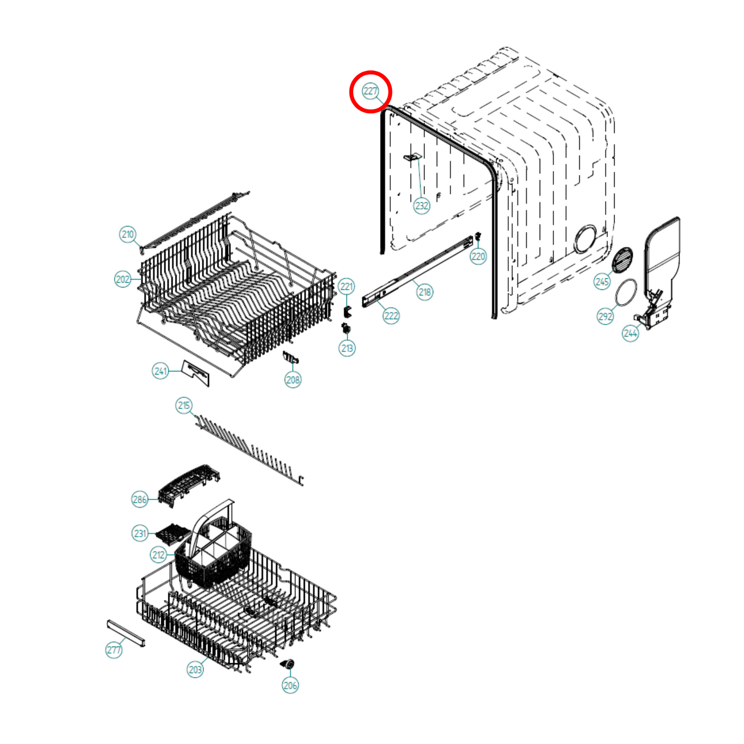 700309 Asko Dishwasher Door Seal