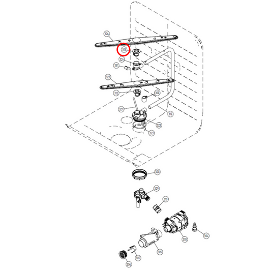 700348 Asko Dishwasher Upper Spray Arm Support