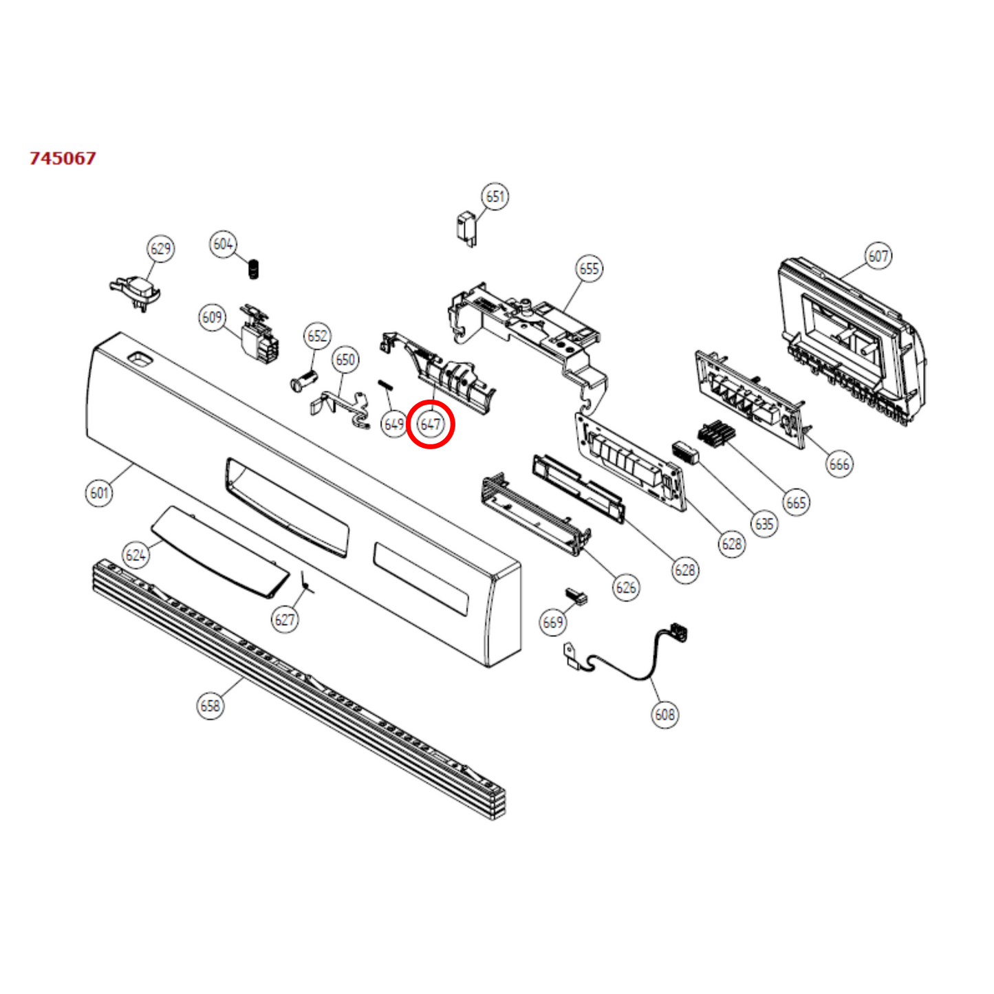 704586 Asko Dishwasher Door Lock Handle